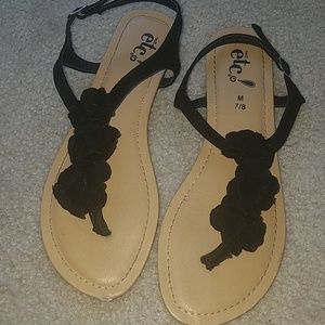 Cute black floral sandalss